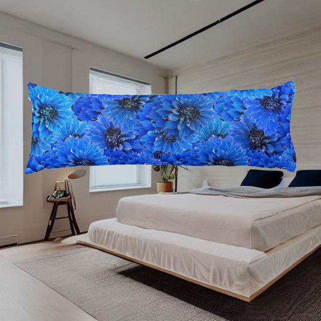 Dahlias in royal blue - floral design,  body pillow (Creator Uploaded)