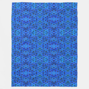 Dahlias in royal blue - floral design,  fleece blanket