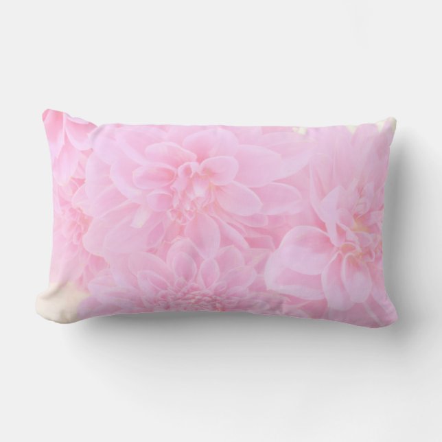 Dahlias In Soft Pink Lumbar Pillow (Front)