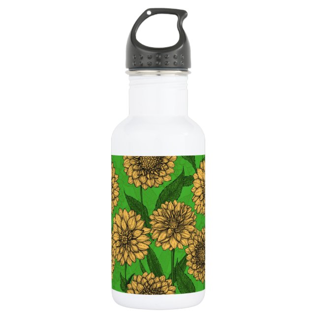 Dahlias in yellow and green 532 ml water bottle (Front)
