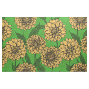 Dahlias in yellow and green fabric