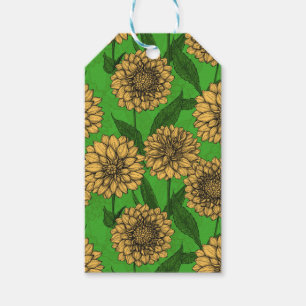 Dahlias in yellow and green gift tags