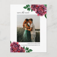 Dahlias. Watercolor garden floral Save the Date