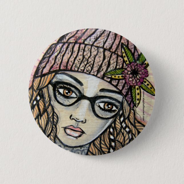 Dahlilah 2 Inch Round Button (Front)