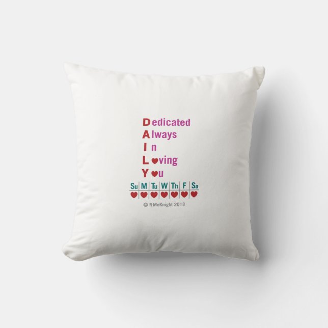 Daily Acronym Throw Pilow Pillow (Front)
