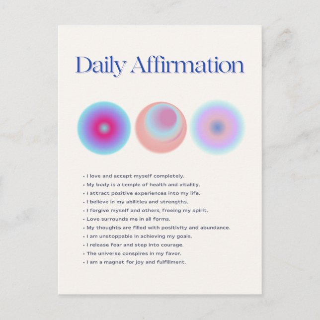 daily affirmations manifestation postcard (Front)