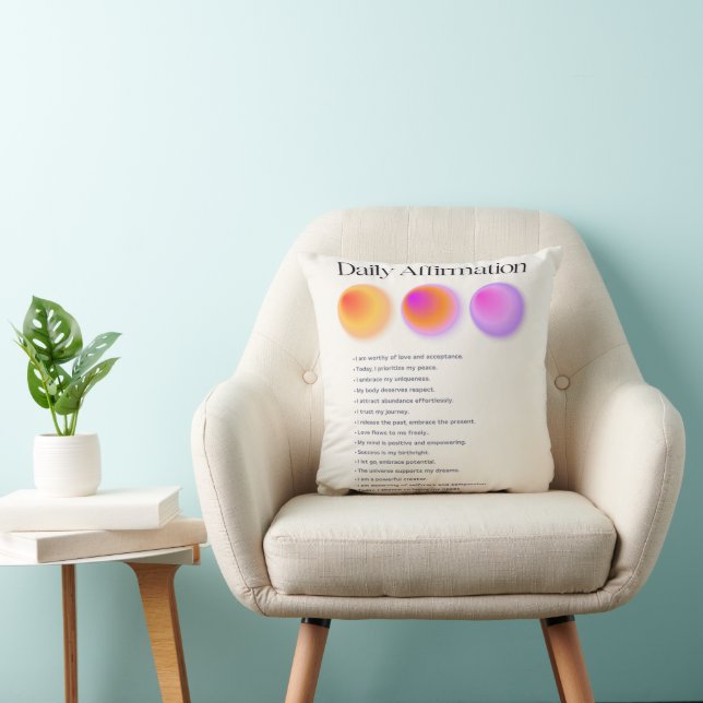 daily affirmations manifestation  throw pillow (Chair)