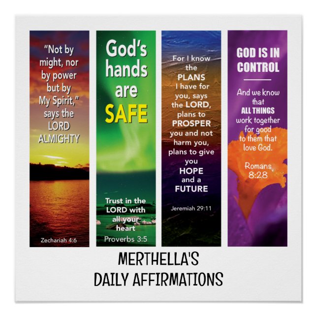 DAILY BIBLE AFFIRMATIONS Personalized Christian  Poster (Front)