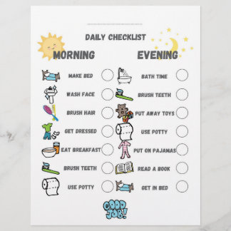 Daily Chart, Daily Chores, Children To Do List Letterhead