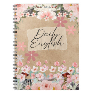 "Daily English Study Journal - Floral Vintage