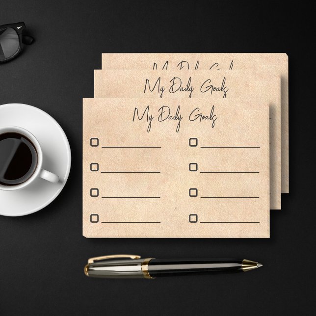 daily goals kraft brown minimalist stylish post-it notes (Creator Uploaded)