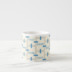 Daily Grind Minimal Geometric Grid Electric Blue Espresso Cup