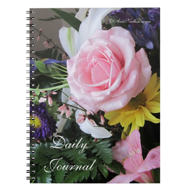 Daily Journal-Pink Rose Bouquet Notebook (Front)
