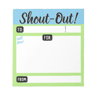 Daily kudos shout out employee recognition display notepad