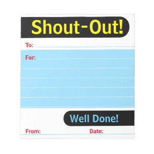 Daily kudos shout out employee recognition display notepad