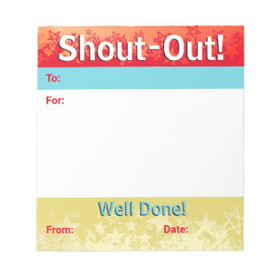 Daily kudos shout out employee recognition display notepad