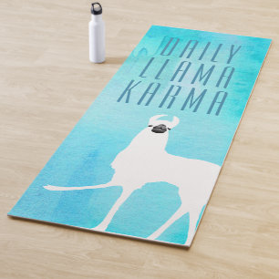 Daily Llama Karma Watercolor Abstract Pattern Yoga Mat