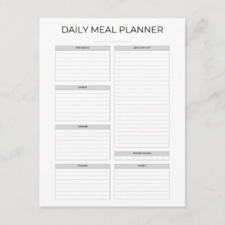 Daily Meal Planner | Simple Minimalistic Clean Enclosure Card