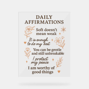 Daily Mental Health Reminder Self Love Healing Acrylic Sign