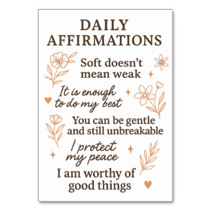 Daily Mental Health Reminder Self Love Healing Table Number