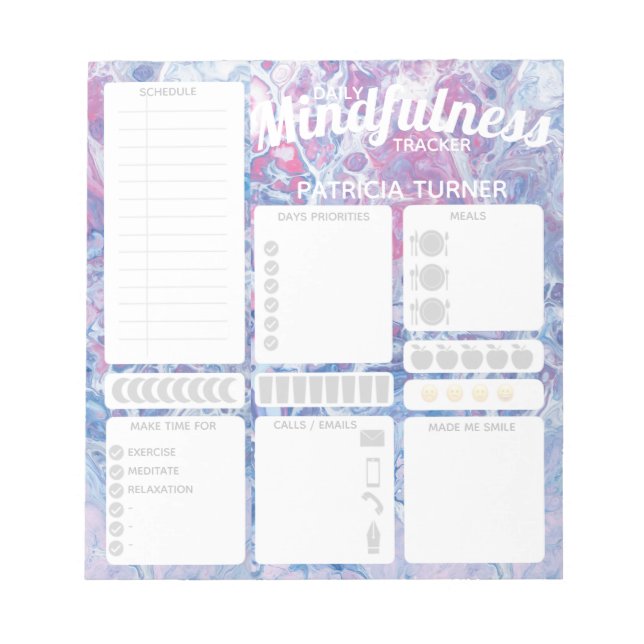 Daily Mindfulness habit tracker Notepad (Front)