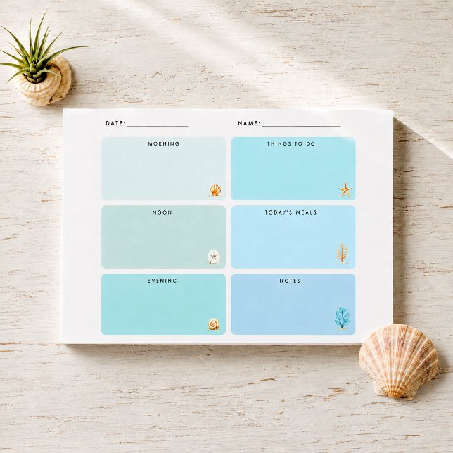 Daily Organizer Notes Beach Theme Coastal (modern minimal beach theme coastal colors daily planner organizer)