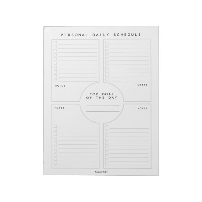 Daily Personal Schedule Custom Notepad (Rotated)