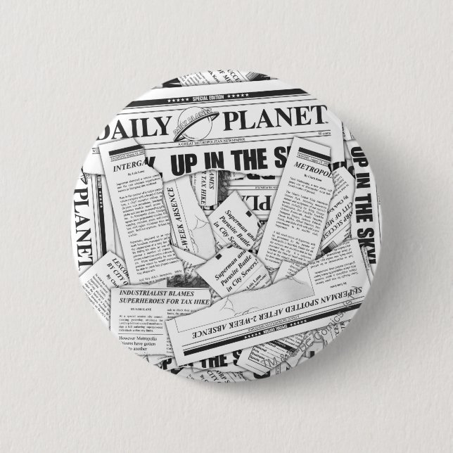 Daily Planet Pattern - White 2 Inch Round Button (Front)