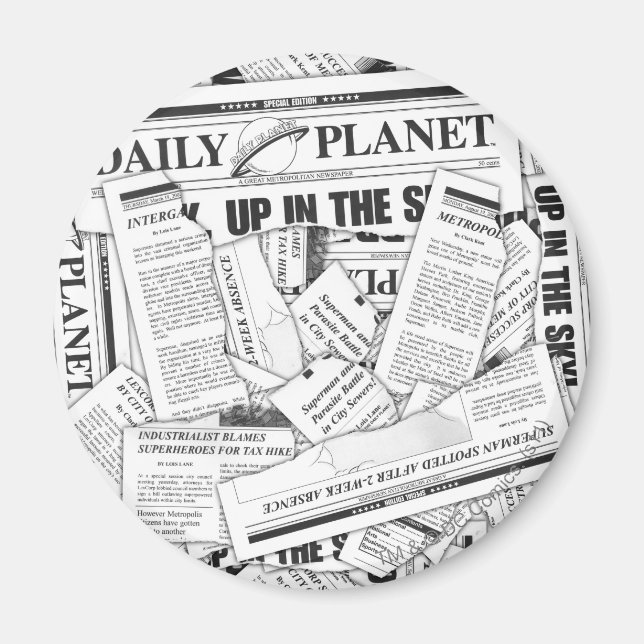 Daily Planet Pattern - White Magnet (Front)