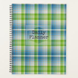 Daily Planner - Blue and Lime Green Plaid- HAMbWG