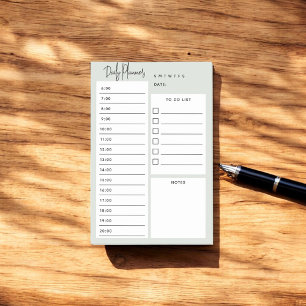 Daily Planner Chic Script Green Notes