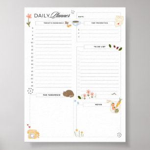 Daily Planner Cozy Home One Page Daily Schedule Poster