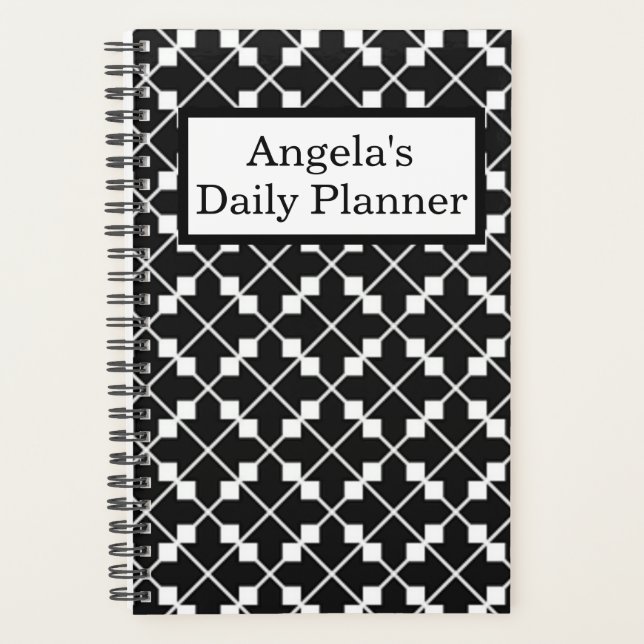 "Daily Planner" Diagonal Abstrait noir et blanc (Devant)