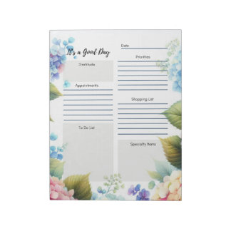 Daily Planner Elegant Floral Border  Notepad