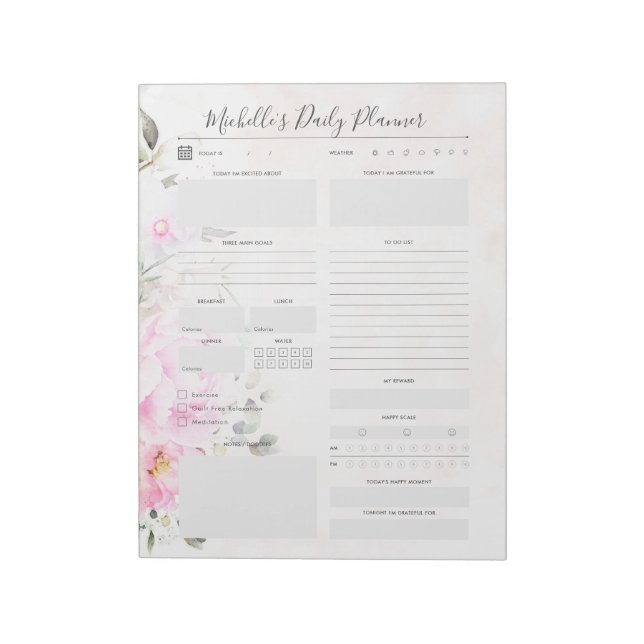 Daily Planner Floral Notepad (Rotated)