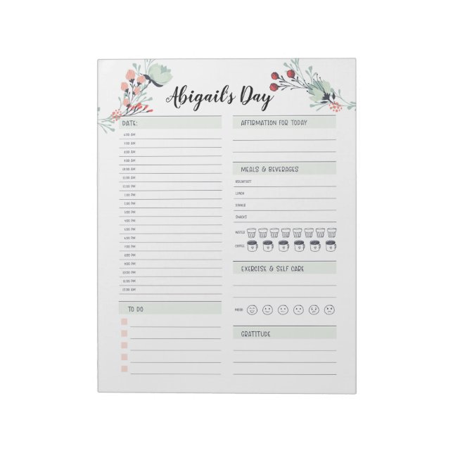 Daily Planner for Time Blocking from 6 am to 12am Notepad (Rotated)