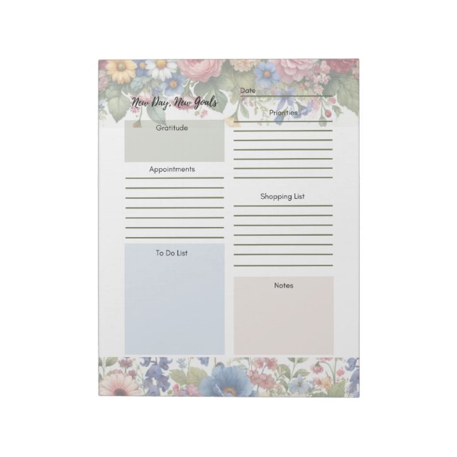 Daily Planner Multicolor Floral Border  Notepad (Rotated)