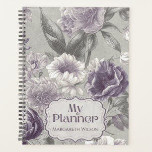 Daily Planner Notebook Organizer Purple Floral