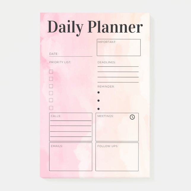 Daily Planner Organizer To Do List Chic Trendy Post-it Notes (Front)