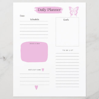 Daily Planner Page Pink  