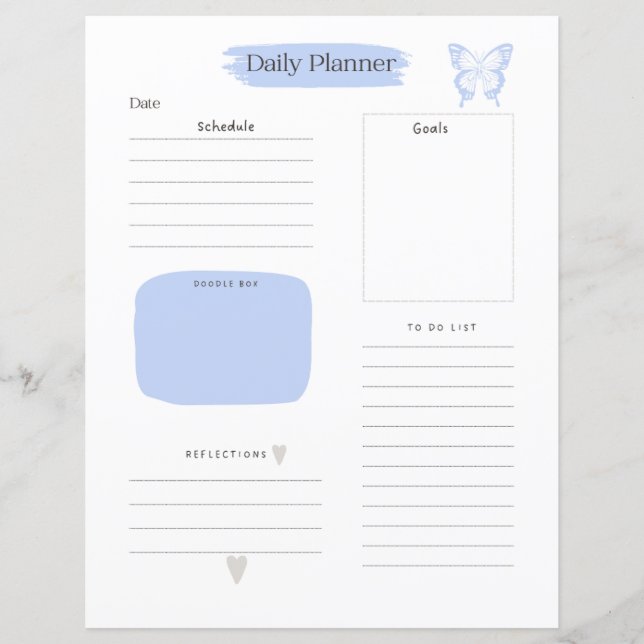 Daily Planner Page To Do List Blue (Front)
