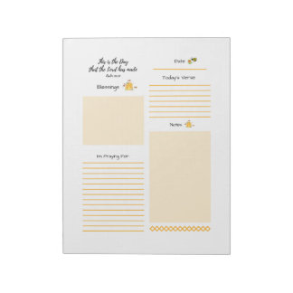 Daily Planner Prayer Verse Golden Bees  Notepad
