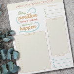 Daily Planner Quote Goals Notes and Reminders<br><div class="desc">Personalized Daily Planner in neutral colours with sections for your schedule,  notes,  goals and reminders. It is lettered with a motivational quote .. "work hard,  stay positive,  make it happen". This tear away notepad is printed on each page to last you for 40 days.</div>