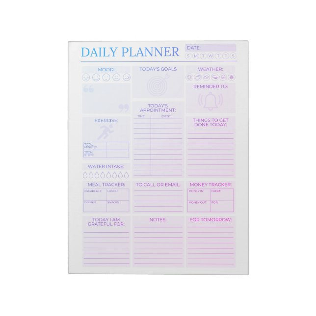 Daily Planner - Task Organization for Work & Home Notepad (Rotated)