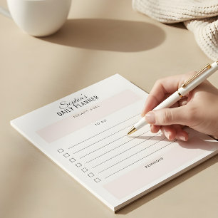 Daily Planner To Do Script Blush Pink Notepad