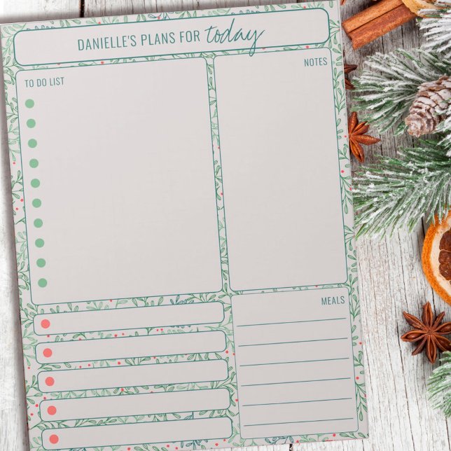 Daily Planner Winter Greenery Note Meal To Do List (Creator Uploaded)