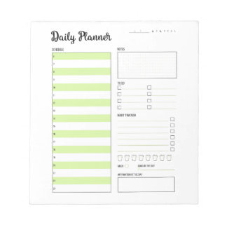 Daily Planner with Monday Start (Green) 5.5x6" Notepad