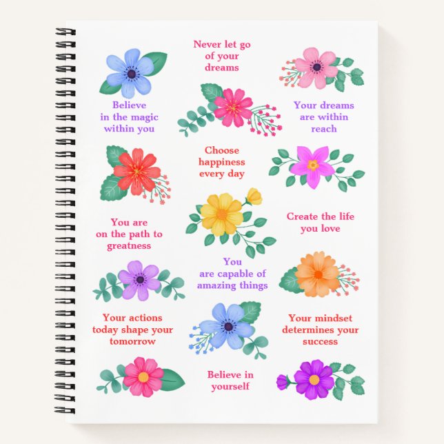 Daily Reminders Positive Motivational Quotes Notebook (Front)