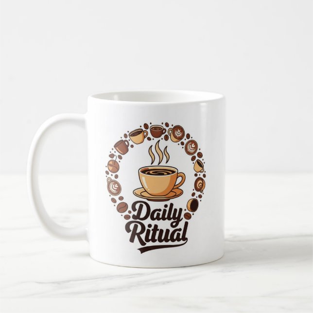Daily Ritual - Coffee Lover's Emblem Coffee Mug (Left)