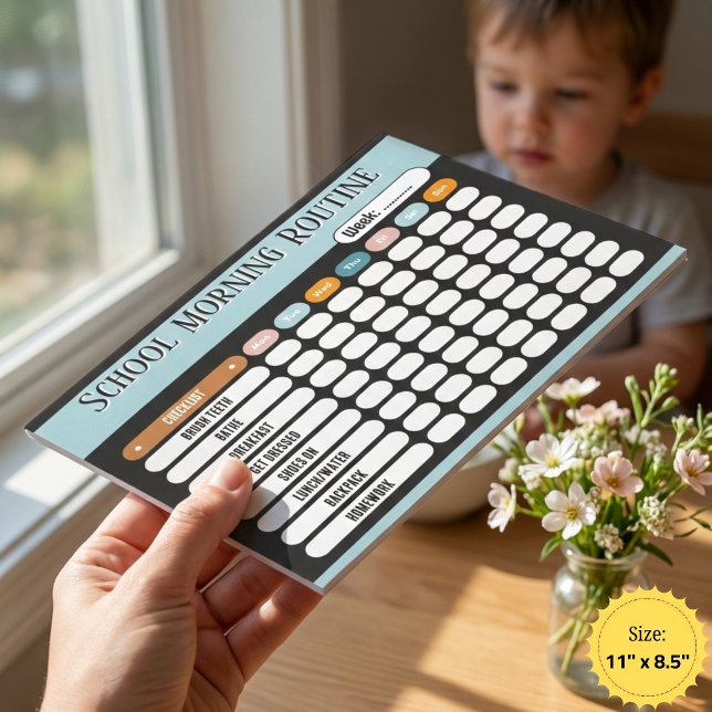 Daily Routine Checklist for Kids Morning & School  Notepad (Daily Routine Checklist for Kids Morning & School Schedule Notepad)